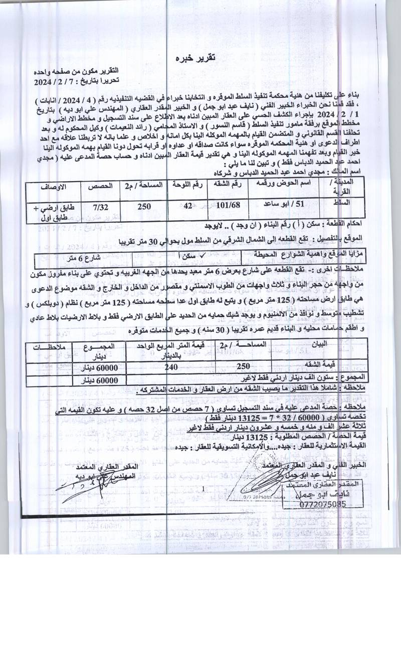مزاد شقة / مكتب — السلط