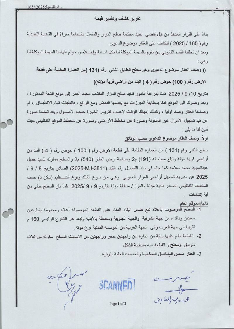 مزاد شقة / مكتب — مؤته